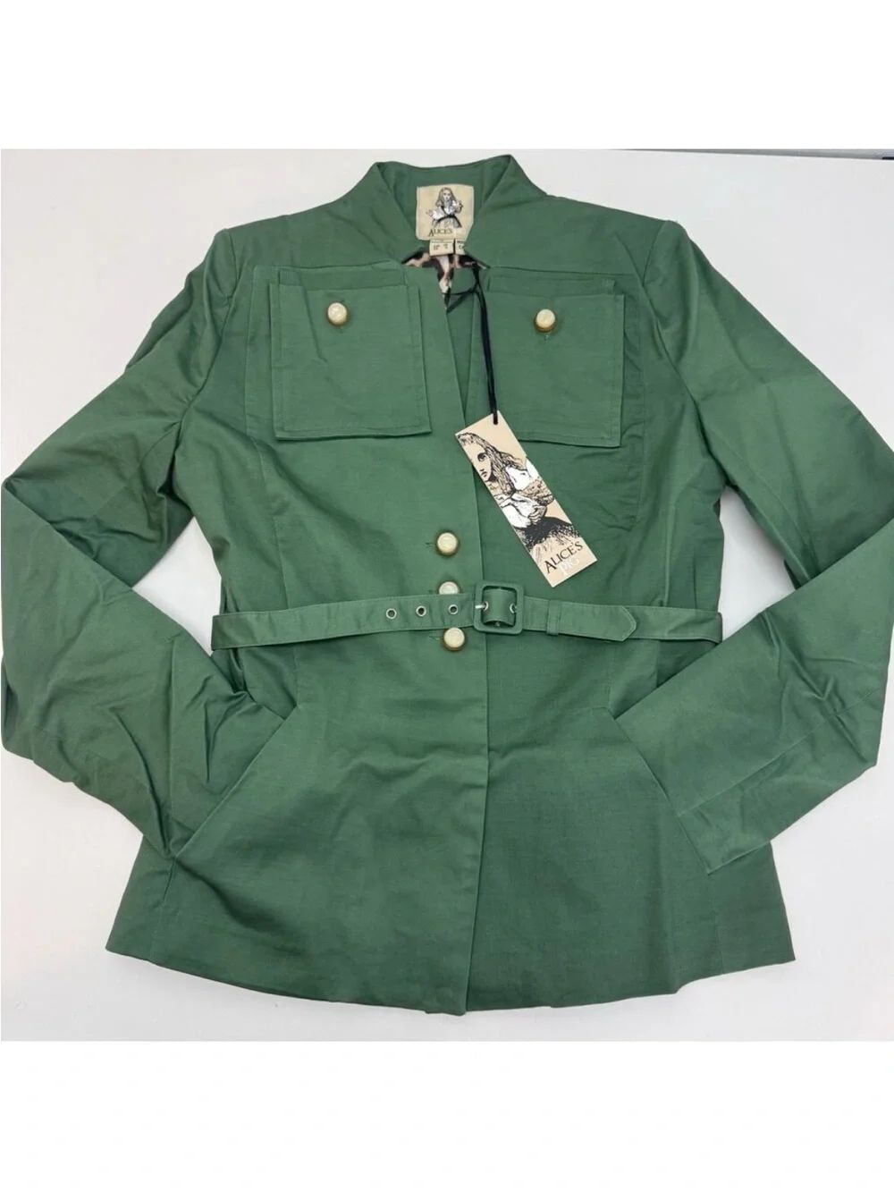 NWT Alice’s Pig Jax Green Utility-Style Blazer with Self-Tie Waist Size 4